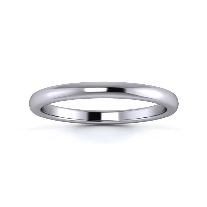 18K White Gold 2mm Medium Weight Slight Court Flat Edge Wedding Ring