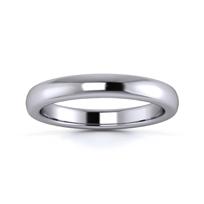 Platinum 950 3mm Heavy Weight Slight Court Flat Edge Wedding Ring