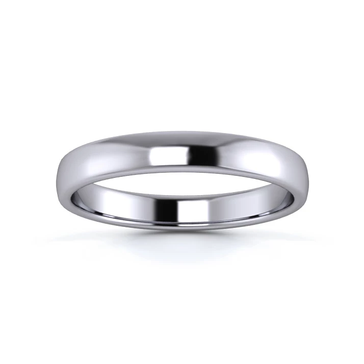 9K White Gold 3mm Light Weight Slight Court Flat Edge Wedding Ring