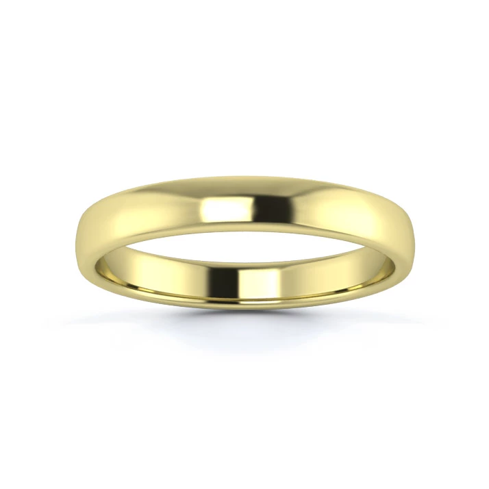 18K Yellow Gold 3mm Light Weight Slight Court Flat Edge Wedding Ring
