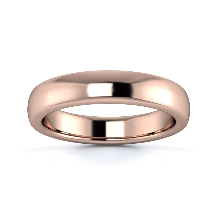 9K Rose Gold 4mm Heavy Weight Slight Court Flat Edge Wedding Ring