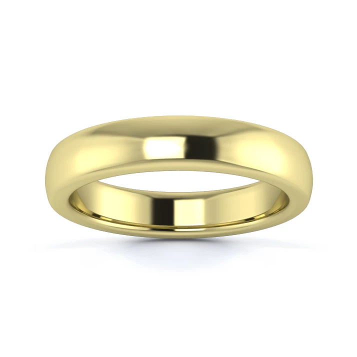 9K Yellow Gold 4mm Heavy Weight Slight Court Flat Edge Wedding Ring