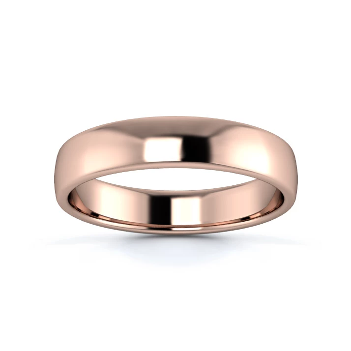 9K Rose Gold 4mm Light Weight Slight Court Flat Edge Wedding Ring