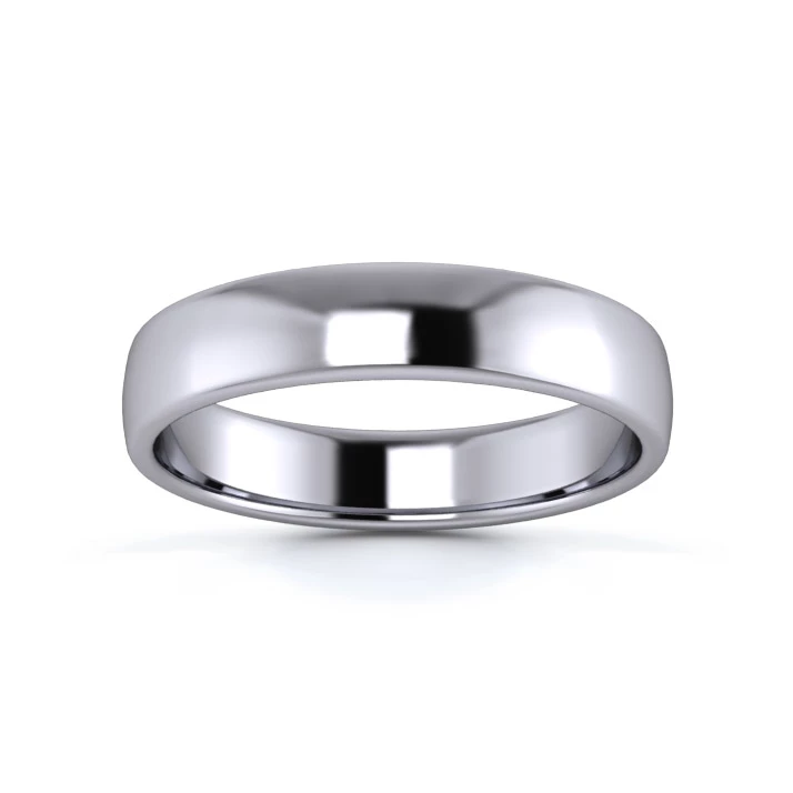18K White Gold 4mm Light Weight Slight Court Flat Edge Wedding Ring