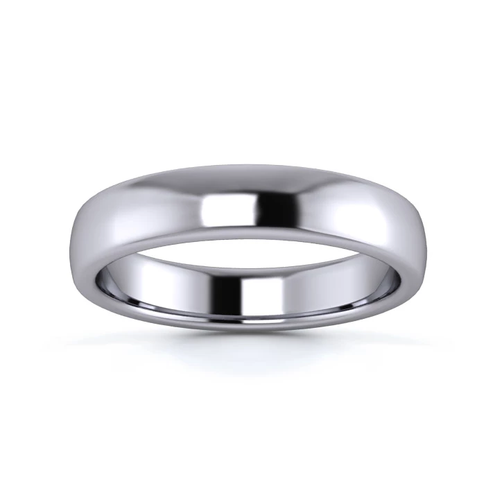 9K White Gold 4mm Medium Weight Slight Court Flat Edge Wedding Ring