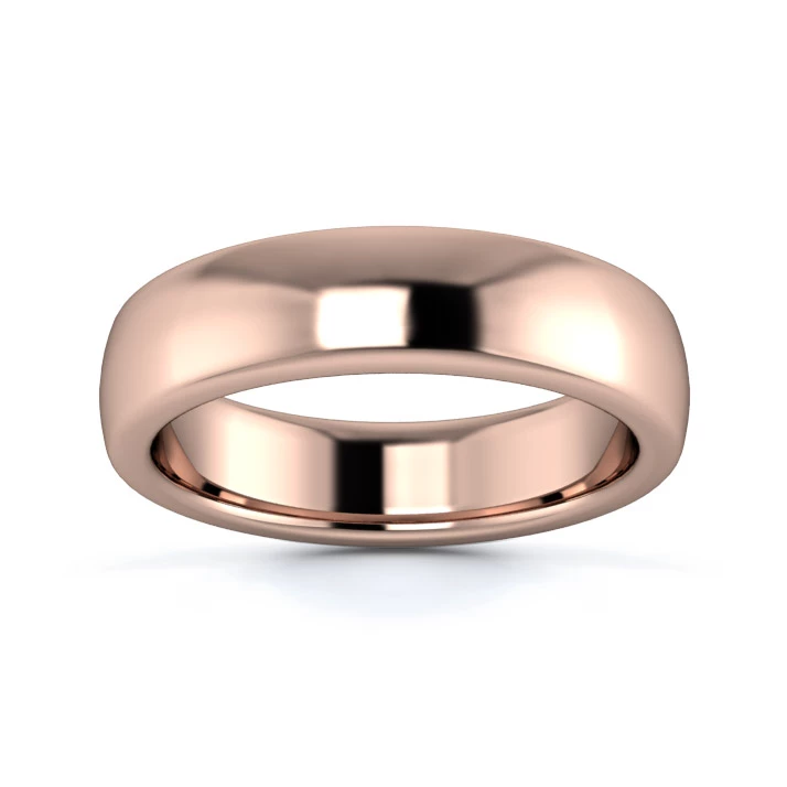 9K Rose Gold 5mm Heavy Weight Slight Court Flat Edge Wedding Ring