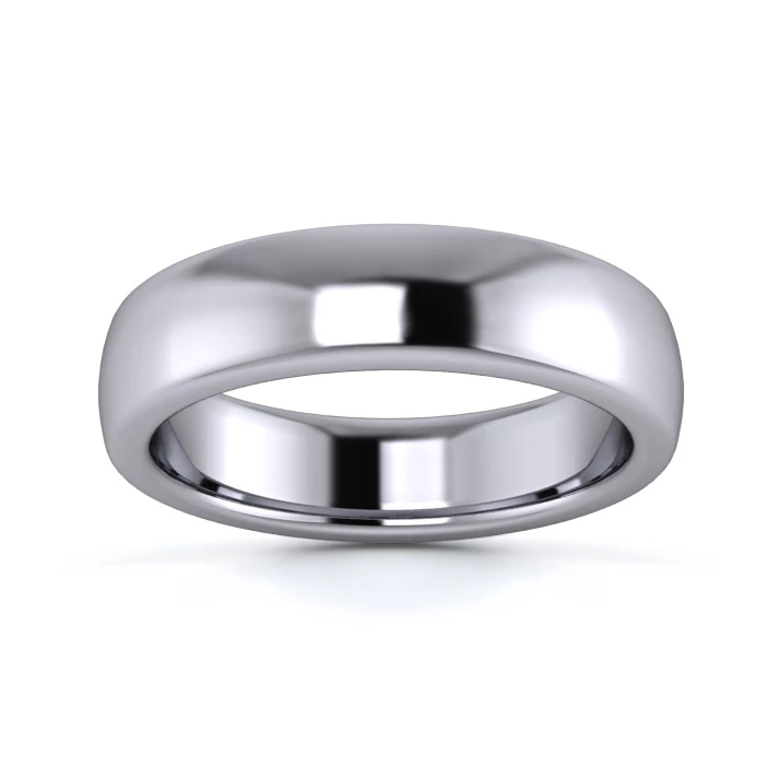 Platinum 950 5mm Heavy Weight Slight Court Flat Edge Wedding Ring
