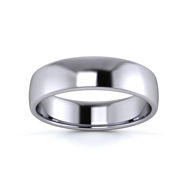Palladium 950 5mm Light Weight Slight Court Flat Edge Wedding Ring