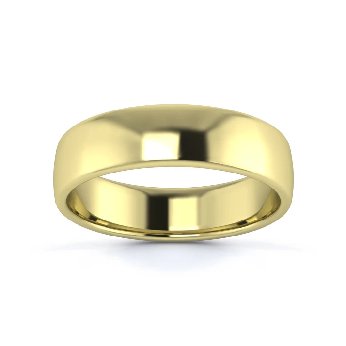 18K Yellow Gold 5mm Light Weight Slight Court Flat Edge Wedding Ring