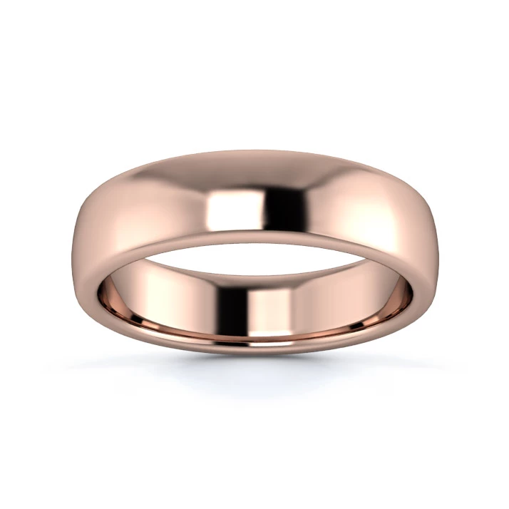 9K Rose Gold 5mm Medium Weight Slight Court Flat Edge Wedding Ring