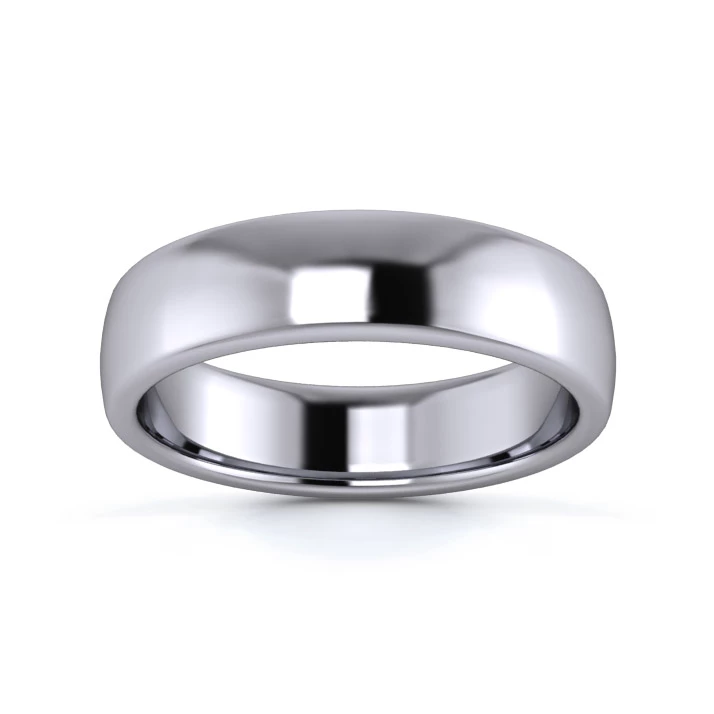 Platinum 950 5mm Medium Weight Slight Court Flat Edge Wedding Ring