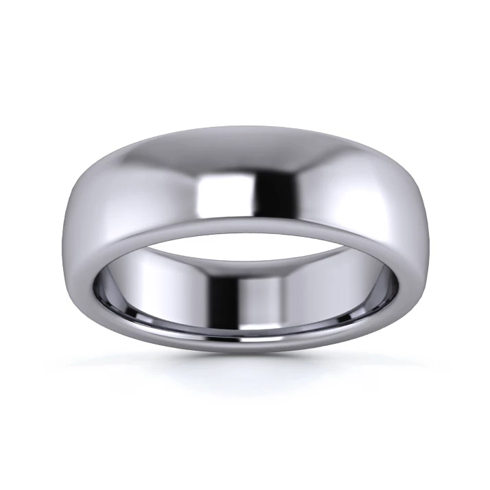 9K White Gold 6mm Heavy Weight Slight Court Flat Edge Wedding Ring
