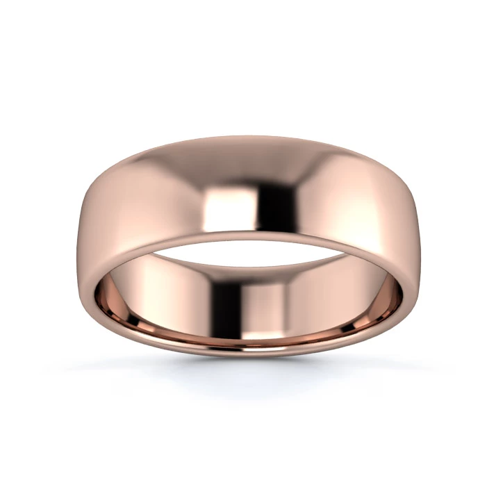 9K Rose Gold 6mm Light Weight Slight Court Flat Edge Wedding Ring