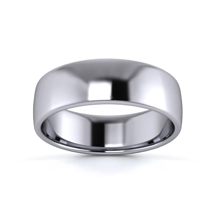 Palladium 950 6mm Light Weight Slight Court Flat Edge Wedding Ring