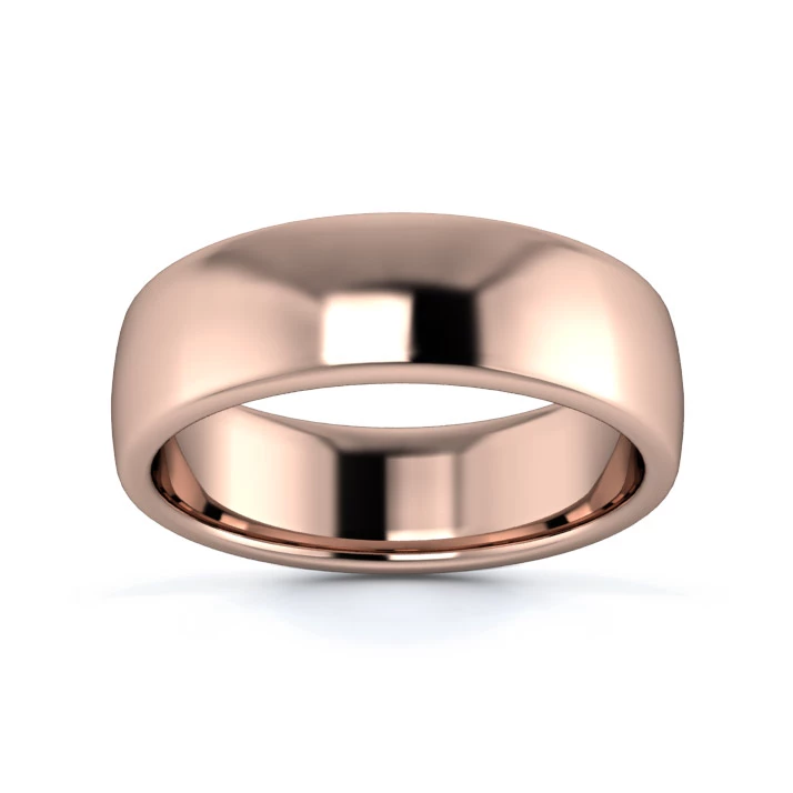 9K Rose Gold 6mm Medium Weight Slight Court Flat Edge Wedding Ring