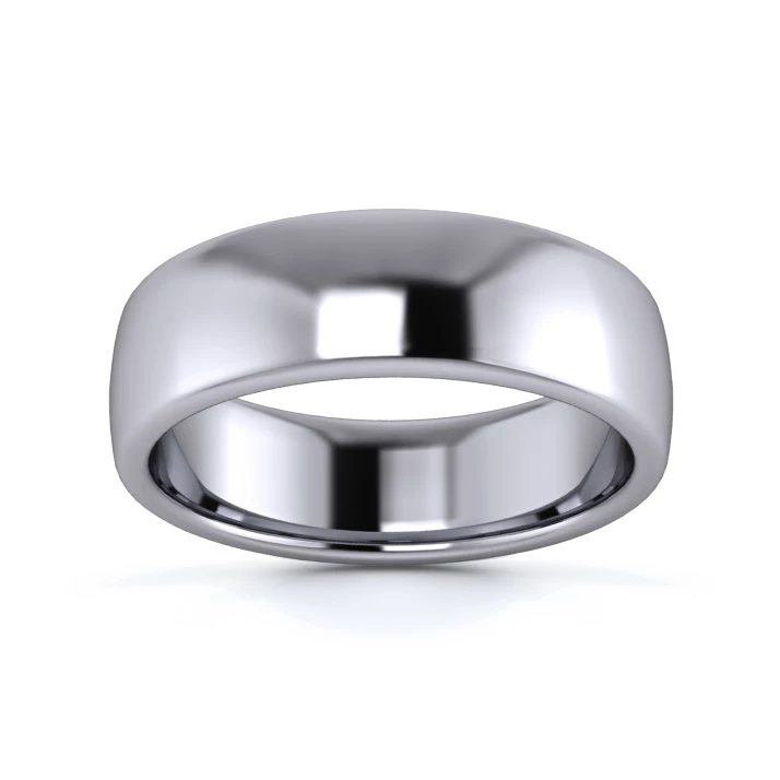 9K White Gold 6mm Medium Weight Slight Court Flat Edge Wedding Ring