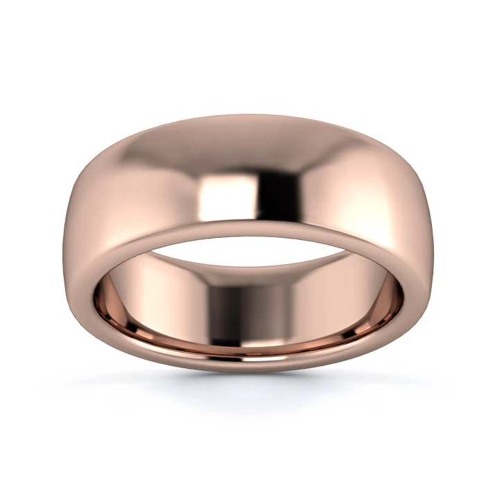 18K Rose Gold 7mm Heavy Weight Slight Court Flat Edge Wedding Ring