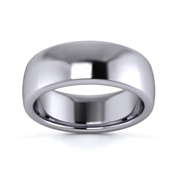 Platinum 950 7mm Heavy Weight Slight Court Flat Edge Wedding Ring