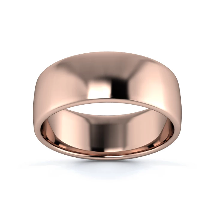 9K Rose Gold 7mm Light Weight Slight Court Flat Edge Wedding Ring