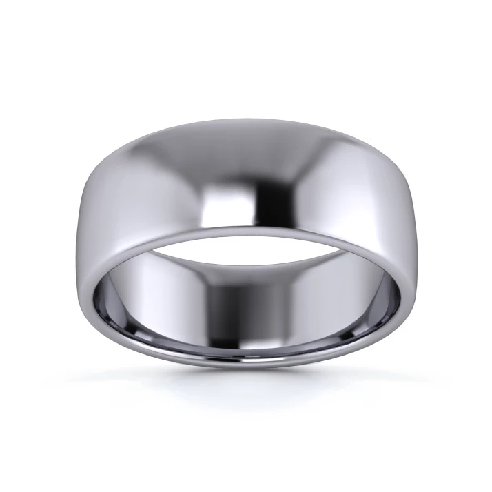 9K White Gold 7mm Light Weight Slight Court Flat Edge Wedding Ring