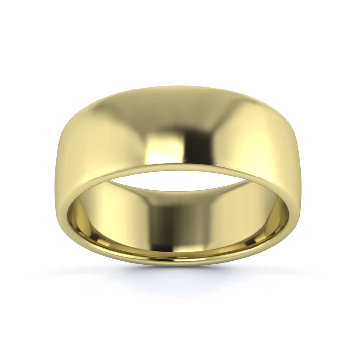 9K Yellow Gold 7mm Light Weight Slight Court Flat Edge Wedding Ring