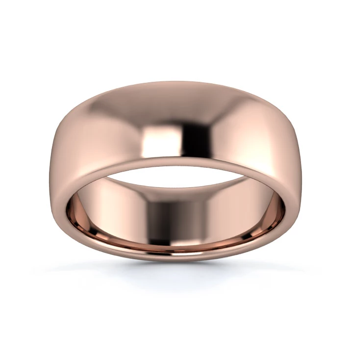9K Rose Gold 7mm Medium Weight Slight Court Flat Edge Wedding Ring