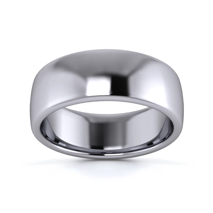 18K White Gold 7mm Medium Weight Slight Court Flat Edge Wedding Ring