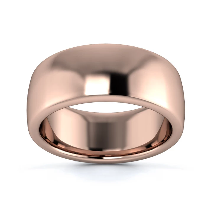 9K Rose Gold 8mm Heavy Weight Slight Court Flat Edge Wedding Ring