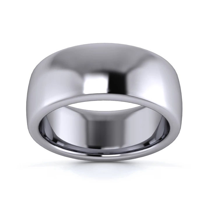 Platinum 950 8mm Heavy Weight Slight Court Flat Edge Wedding Ring