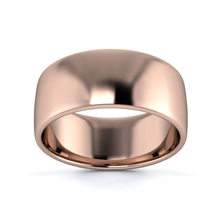 9K Rose Gold 8mm Light Weight Slight Court Flat Edge Wedding Ring