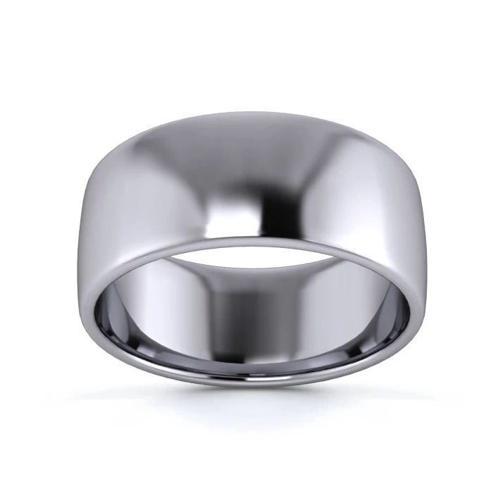 18K White Gold 8mm Light Weight Slight Court Flat Edge Wedding Ring