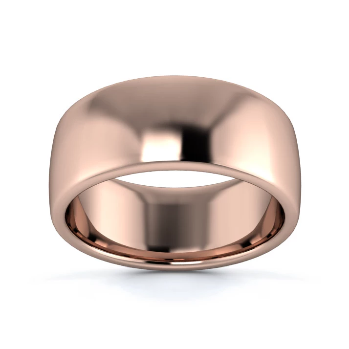 18K Rose Gold 8mm Medium Weight Slight Court Flat Edge Wedding Ring