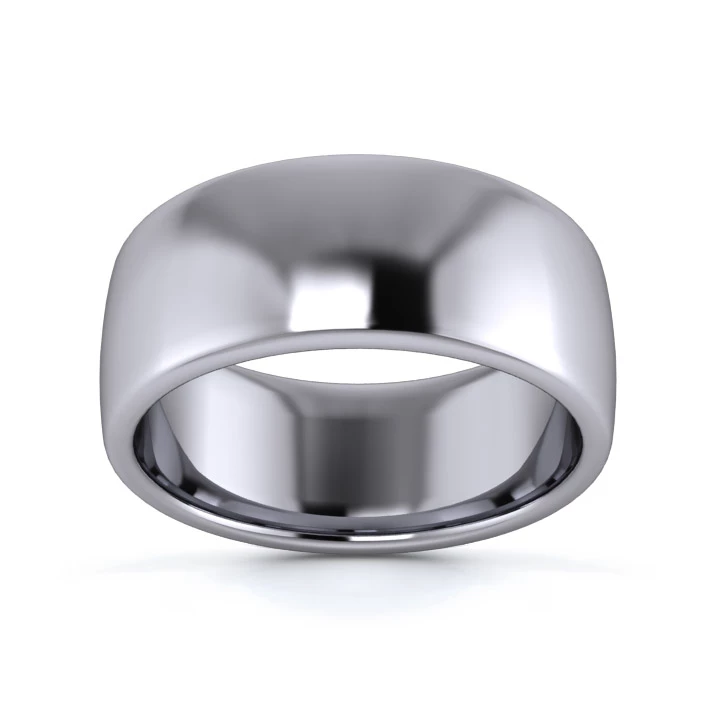 18K White Gold 8mm Medium Weight Slight Court Flat Edge Wedding Ring