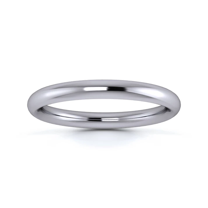 18K White Gold 2.5mm Heavy Weight Traditional Court Wedding Ring
