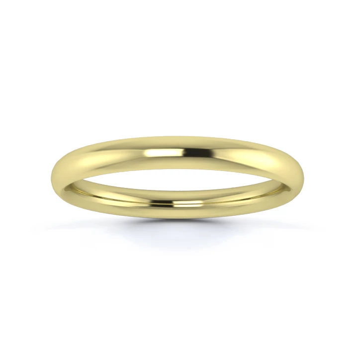 18K Yellow Gold 2.5mm Light Weight Traditional Court Wedding Ring