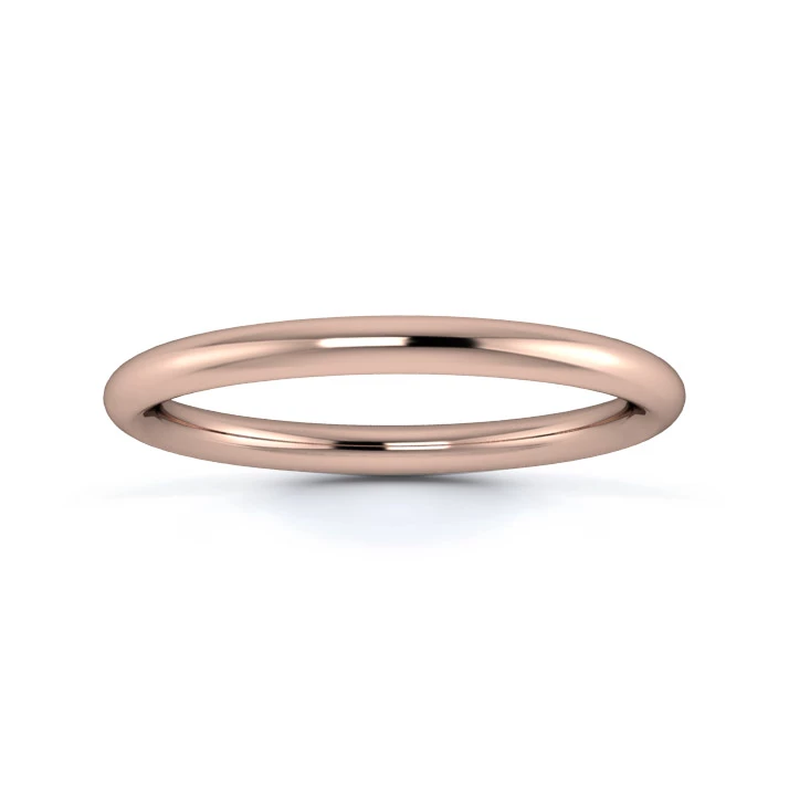 9K Rose Gold 2mm Heavy Weight Traditional Court Wedding Ring