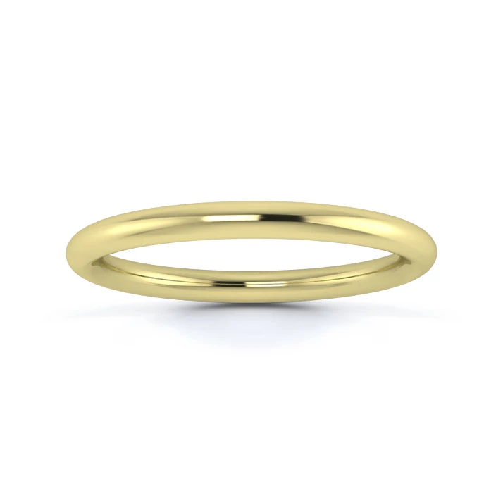 9K Yellow Gold 2mm Heavy Weight Traditional Court Wedding Ring