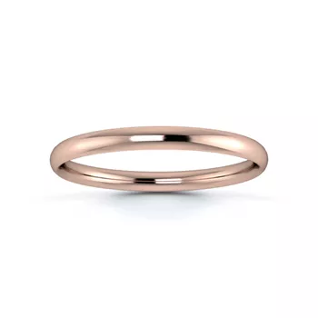 18K Rose Gold 2mm Light Weight Traditional Court Wedding Ring