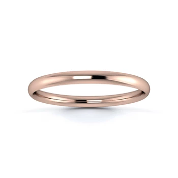 18K Rose Gold 2mm Light Weight Traditional Court Wedding Ring