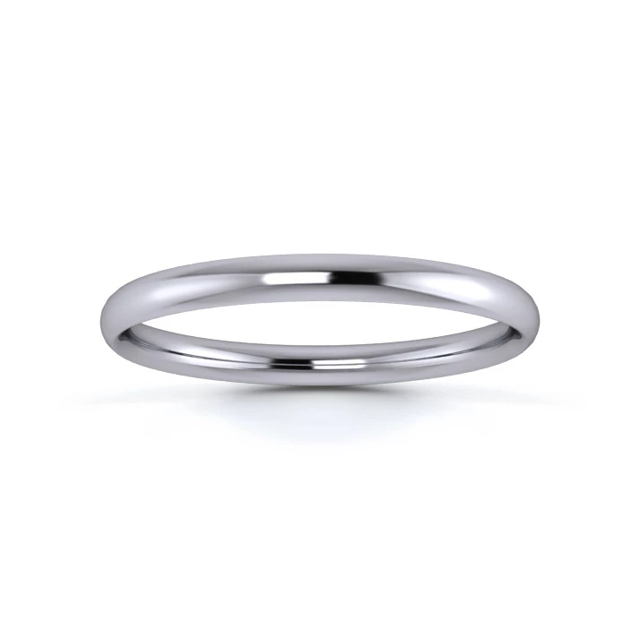 9K White Gold 2mm Light Weight Traditional Court Wedding Ring