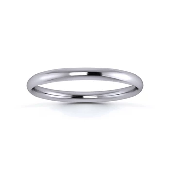 18K White Gold 2mm Light Weight Traditional Court Wedding Ring