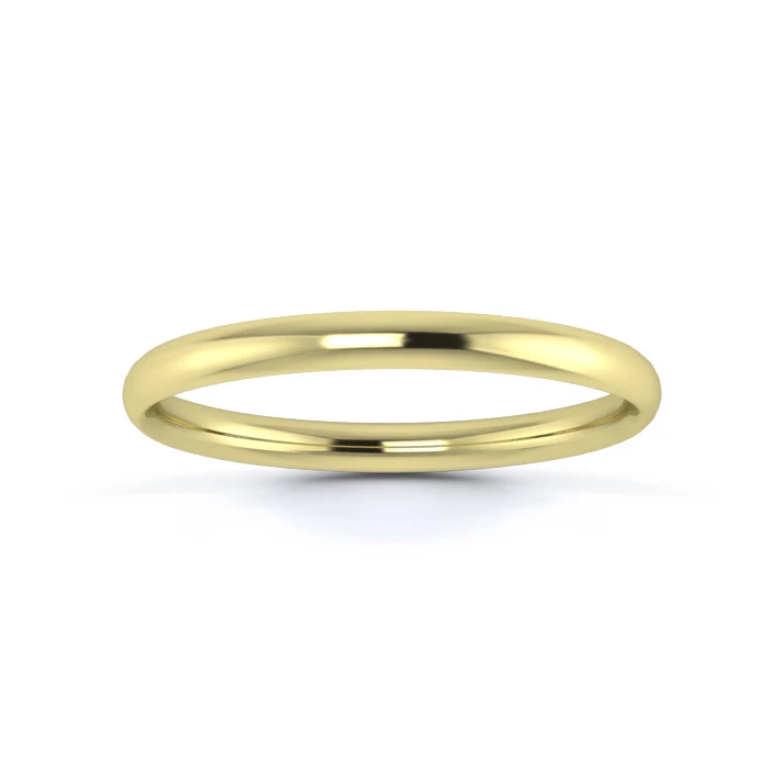 9K Yellow Gold 2mm Light Weight Traditional Court Wedding Ring
