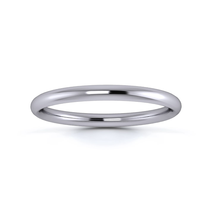 Platinum 950 2mm Medium Weight Traditional Court Wedding Ring