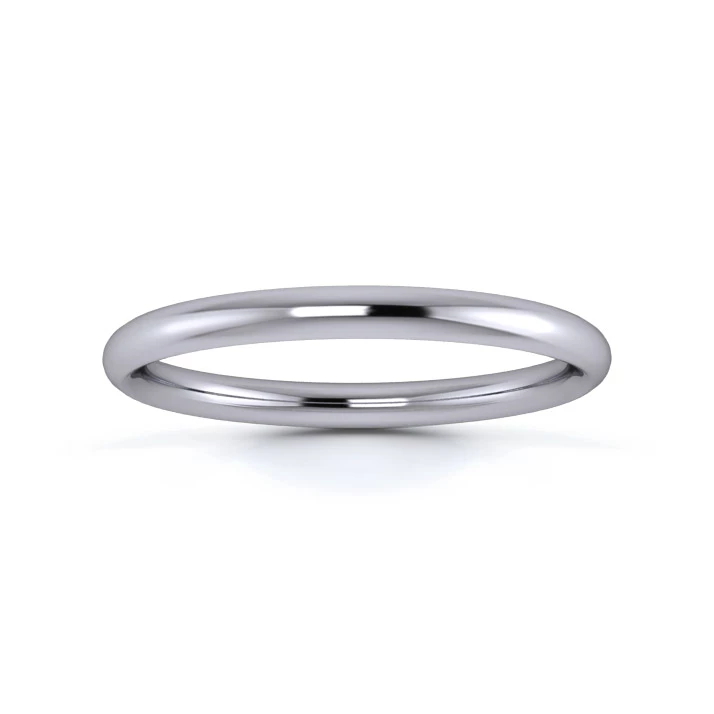 9K White Gold 2mm Medium Weight Traditional Court Wedding Ring