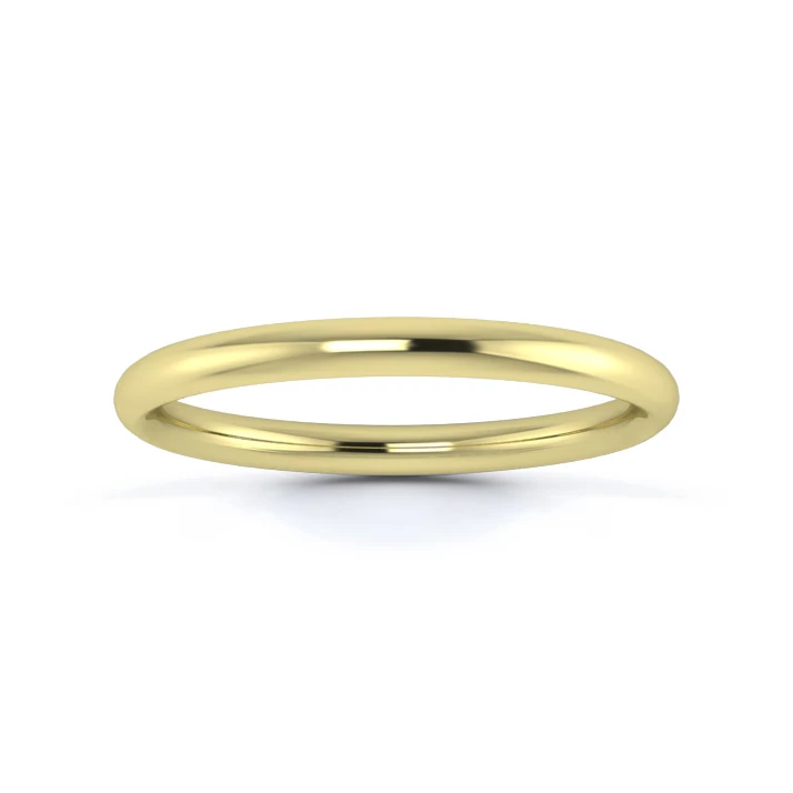 18K Yellow Gold 2mm Medium Weight Traditional Court Wedding Ring
