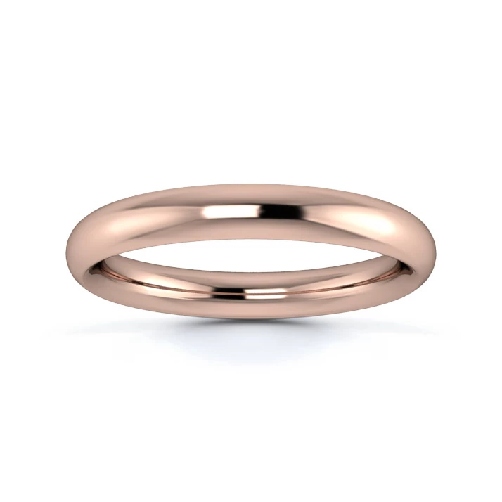 18K Rose Gold 3mm Heavy Weight Traditional Court Wedding Ring