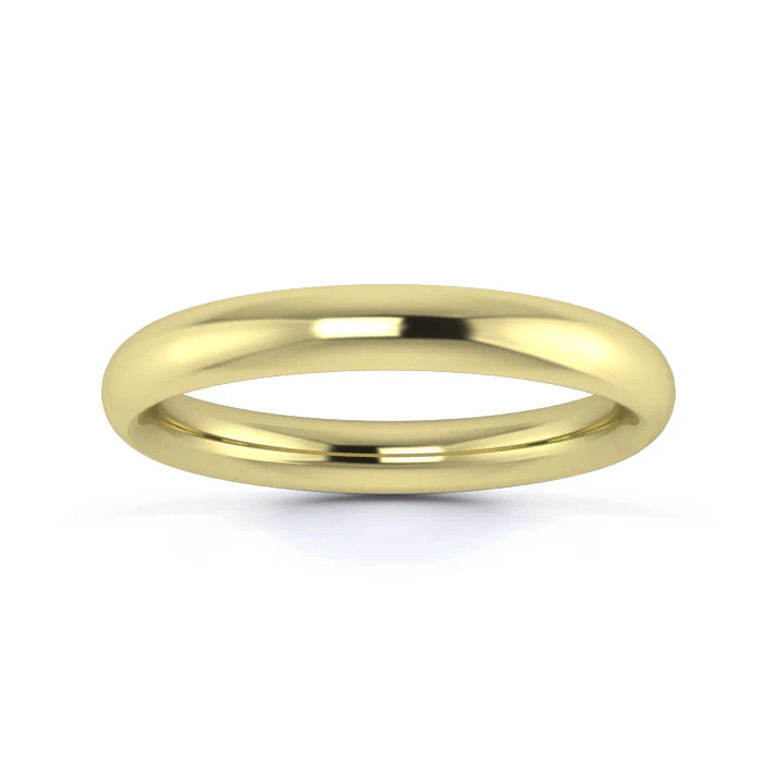 9K Yellow Gold 3mm Heavy Weight Traditional Court Wedding Ring