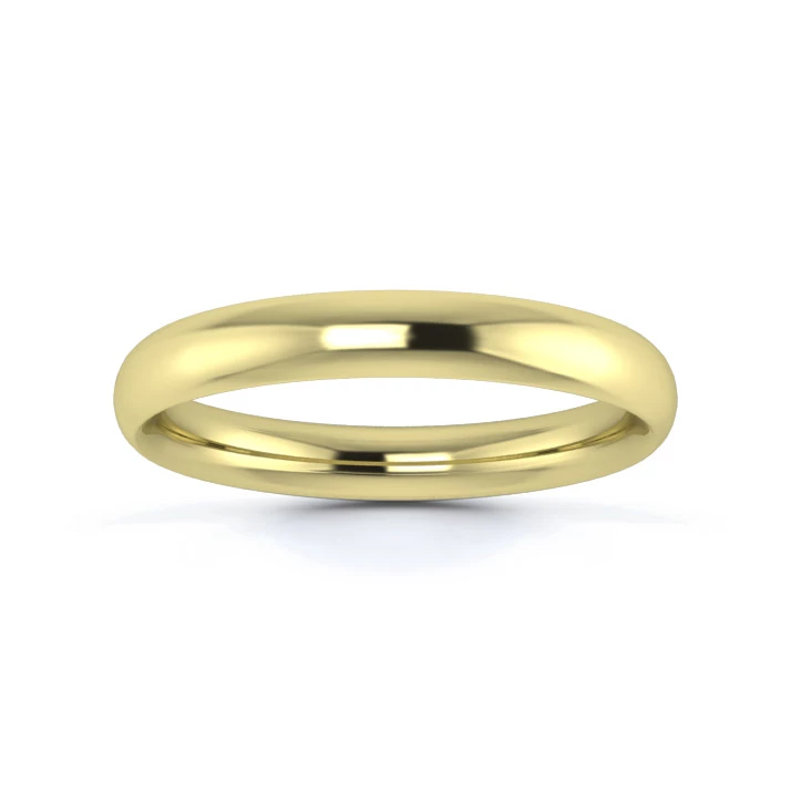 9K Yellow Gold 3mm Light Weight Traditional Court Wedding Ring