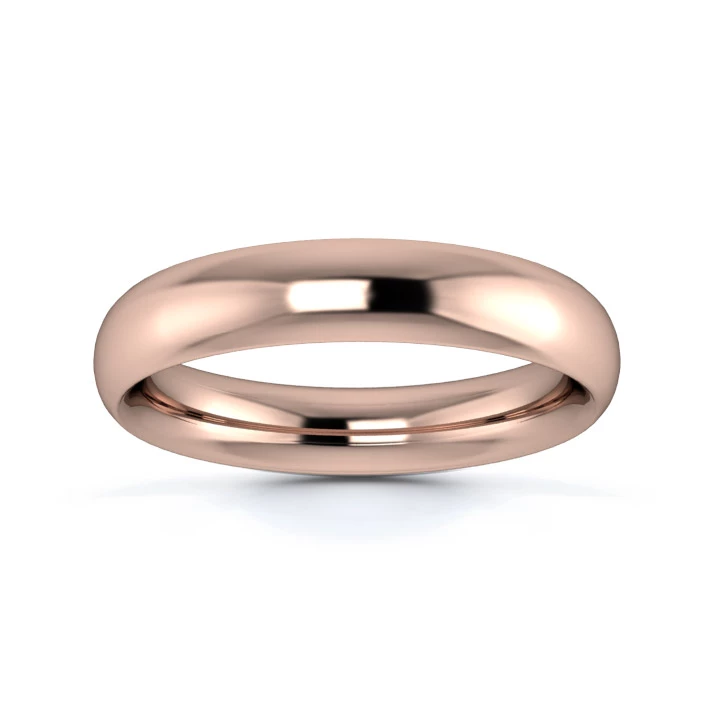 18K Rose Gold 4mm Heavy Weight Traditional Court Wedding Ring