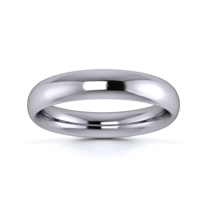 9K White Gold 4mm Heavy Weight Traditional Court Wedding Ring